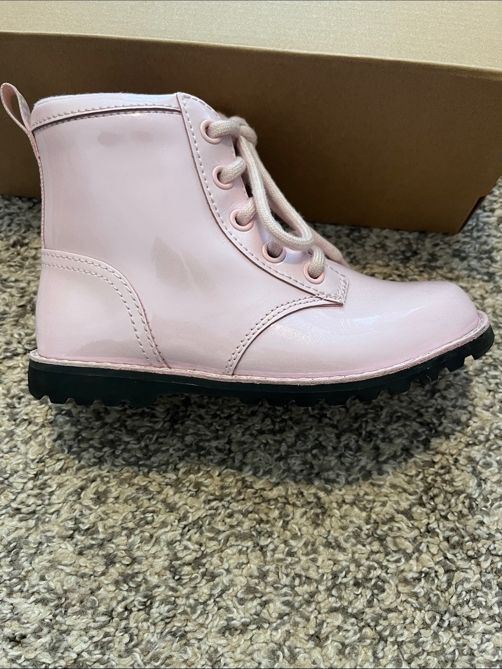 UGG Ryann Kids Pink Lace-Up Combat Boot